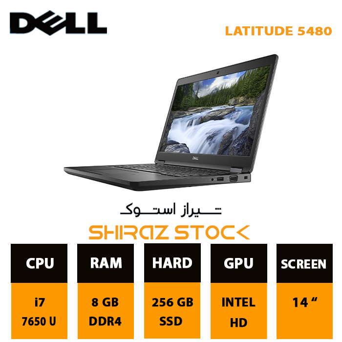 لپ تاپ استوک DELL Latitude 5480 | i7-7650U | 8GB-DDR4 | 256GB-SSD | 14"-FHD